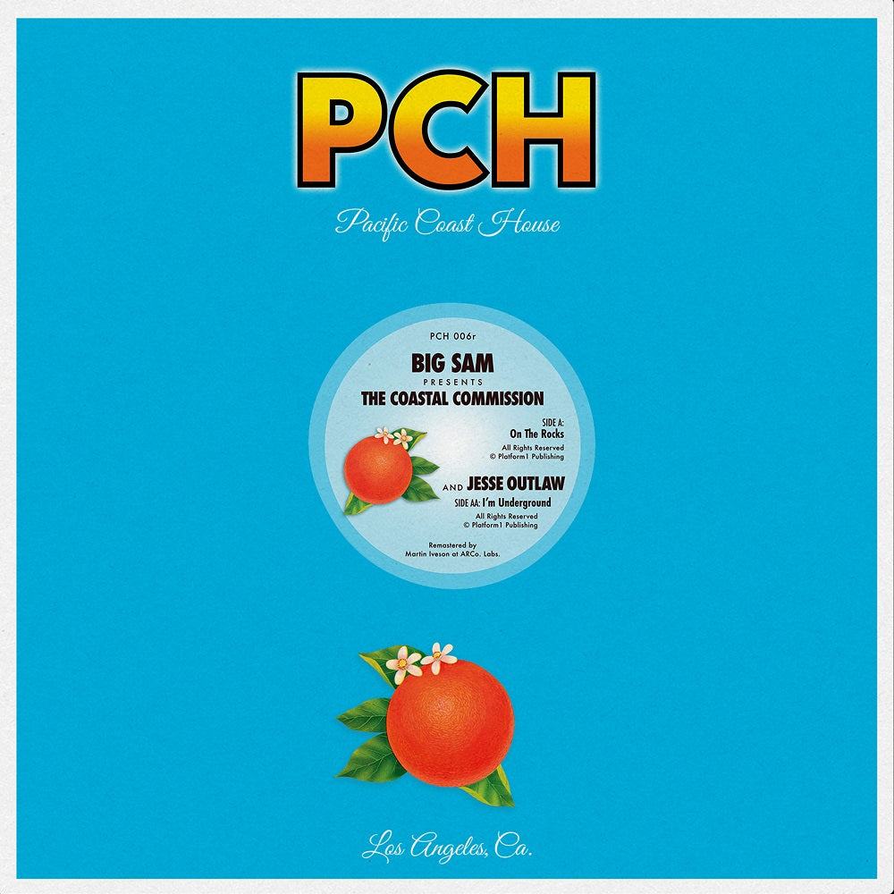 Album cover with 'PCH' branding and orange illustrations on a blue background