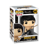 Funko Pop! vinyl figure packaging featuring Bruce Lee with a white background