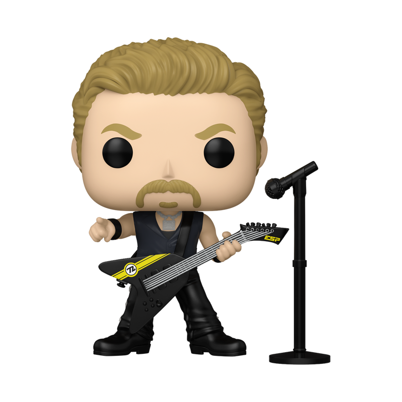 Funko Pop! vinyl figure of a musician with a guitar and microphone stand on a white background