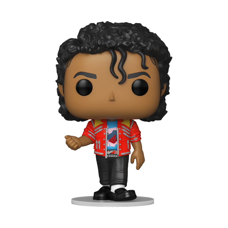 Funko Pop! vinyl figure of a person with curly hair, wearing a red jacket and black pants on a white background.