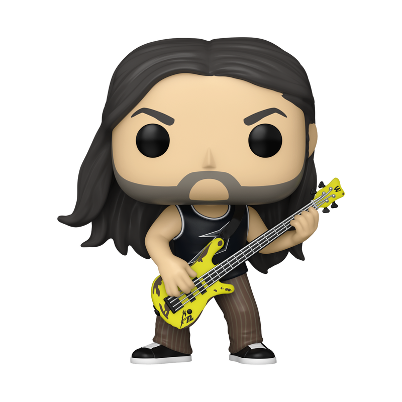 Funko Pop! vinyl figure of a musician with long hair and beard holding a yellow guitar on a white background