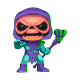 Colorful toy figure with a purple hood and green accents on a white background