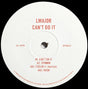 A white vinyl record label with red text reading 'LMAJOR CAN'T DO IT' and track listing details on a black background.