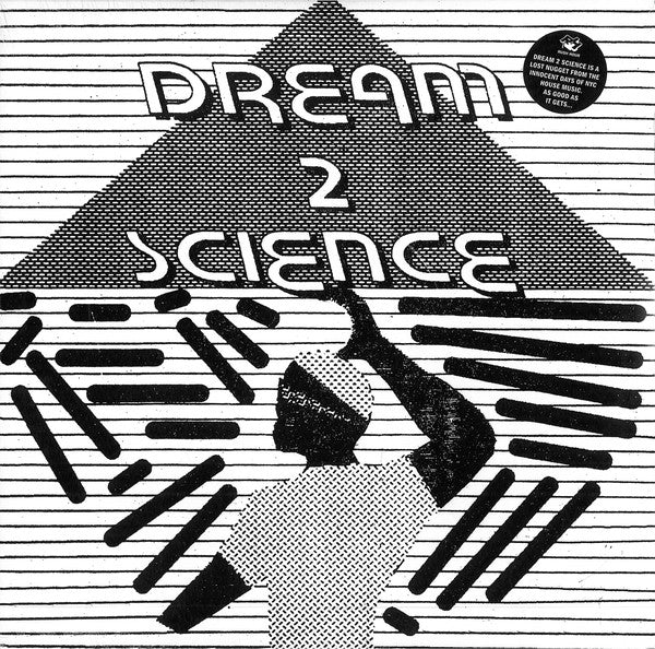 Album cover with geometric design and text 'Dream 2 Science' on a black and white patterned background.