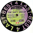 Vinyl record label with text and branding