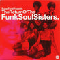 Album cover for 'The Return of the Funk Soul Sisters' with four women on a red background.