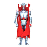 A 3D-rendered armored knight figure with silver metallic armor, a red visor, and a flowing red cape, centered on a plain white background.