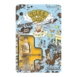 Green Day 'Mud Fight' Mike Dirnt action figure in its original Retro Revolutions carded packaging, featuring a detailed comic-style illustrated background on a white studio backdrop.