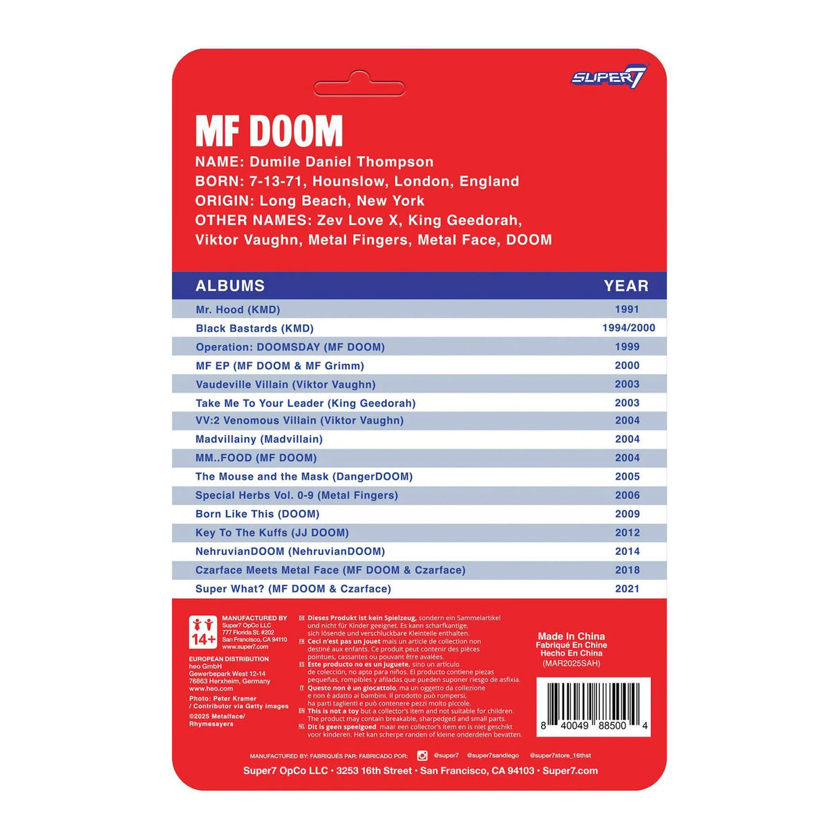 MF DOOM ReAction Figures MF DOOM (NYC)