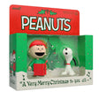 Peanuts Christmas-themed packaging with two figures inside