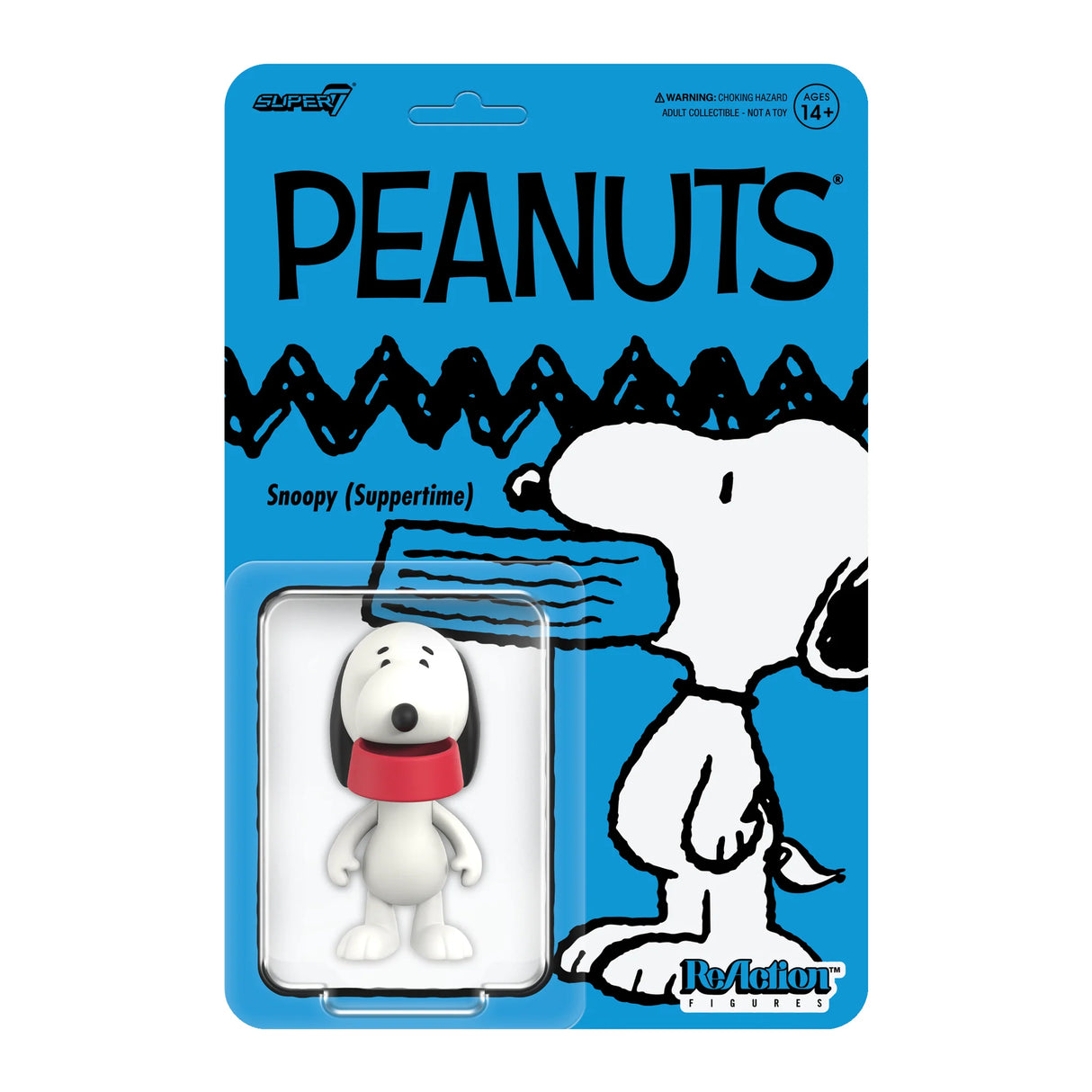 Peanuts Snoopy figure in packaging with blue background