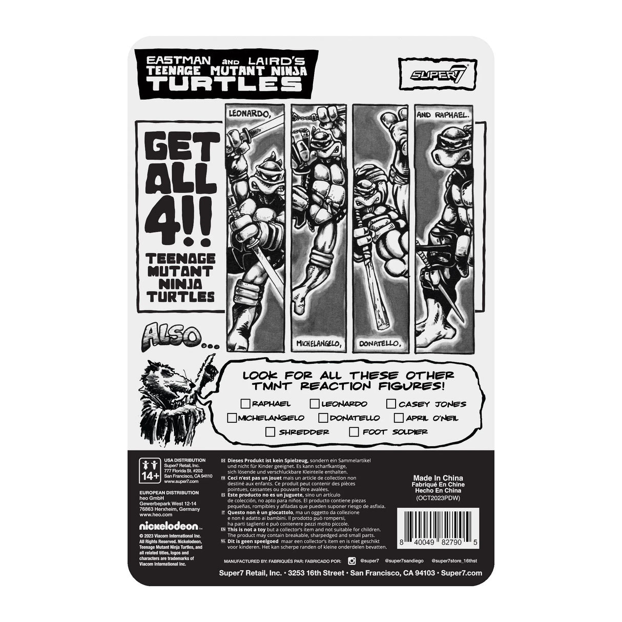Teenage Mutant Ninja Turtles ReAction Figures Wave 9 Leonardo (Comic Greyscale)