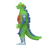 Green robot lizard figure on a white background