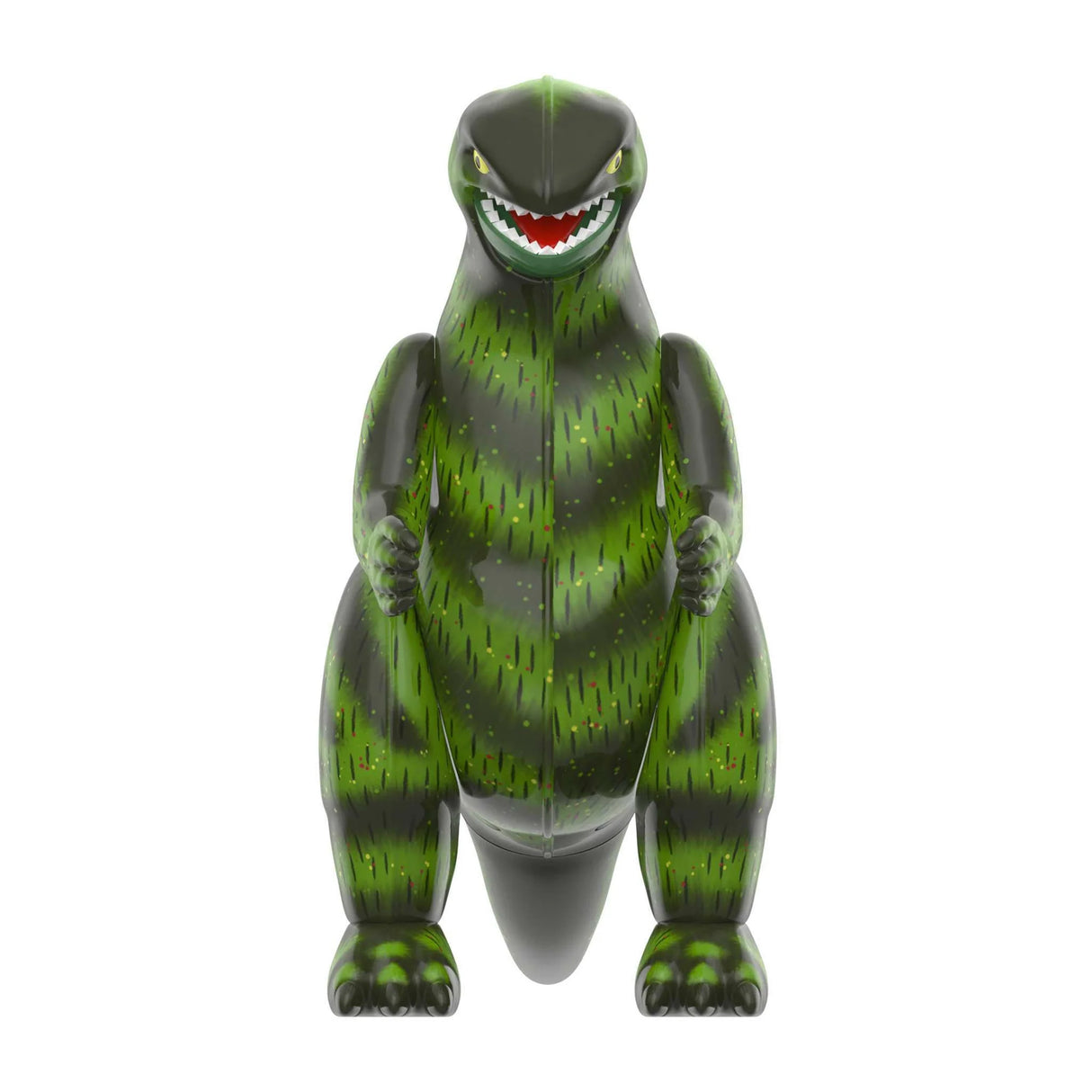 Green dinosaur-shaped inflatable toy on a white background