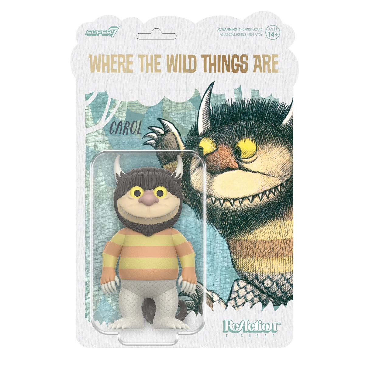 Toy figure of a character from 'Where the Wild Things Are' in packaging with 'Re:Action' branding.