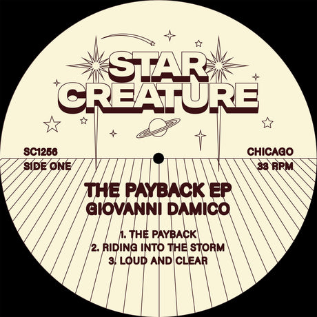 Vinyl record label for 'Star Creature' with text and graphics