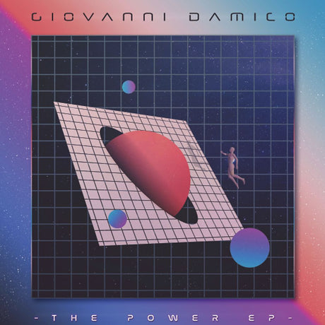 Album cover with geometric shapes and space-themed design, featuring the name Giovanni Damico and 'The Power EP'.