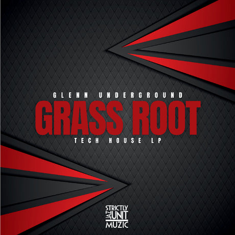 Album cover for 'Grass Root' by Glenn Underground with red and black design on a dark background.