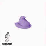 A purple glitter vinyl record of Lil Peep - Part One LP with a stylized illustration of a bird on the record.