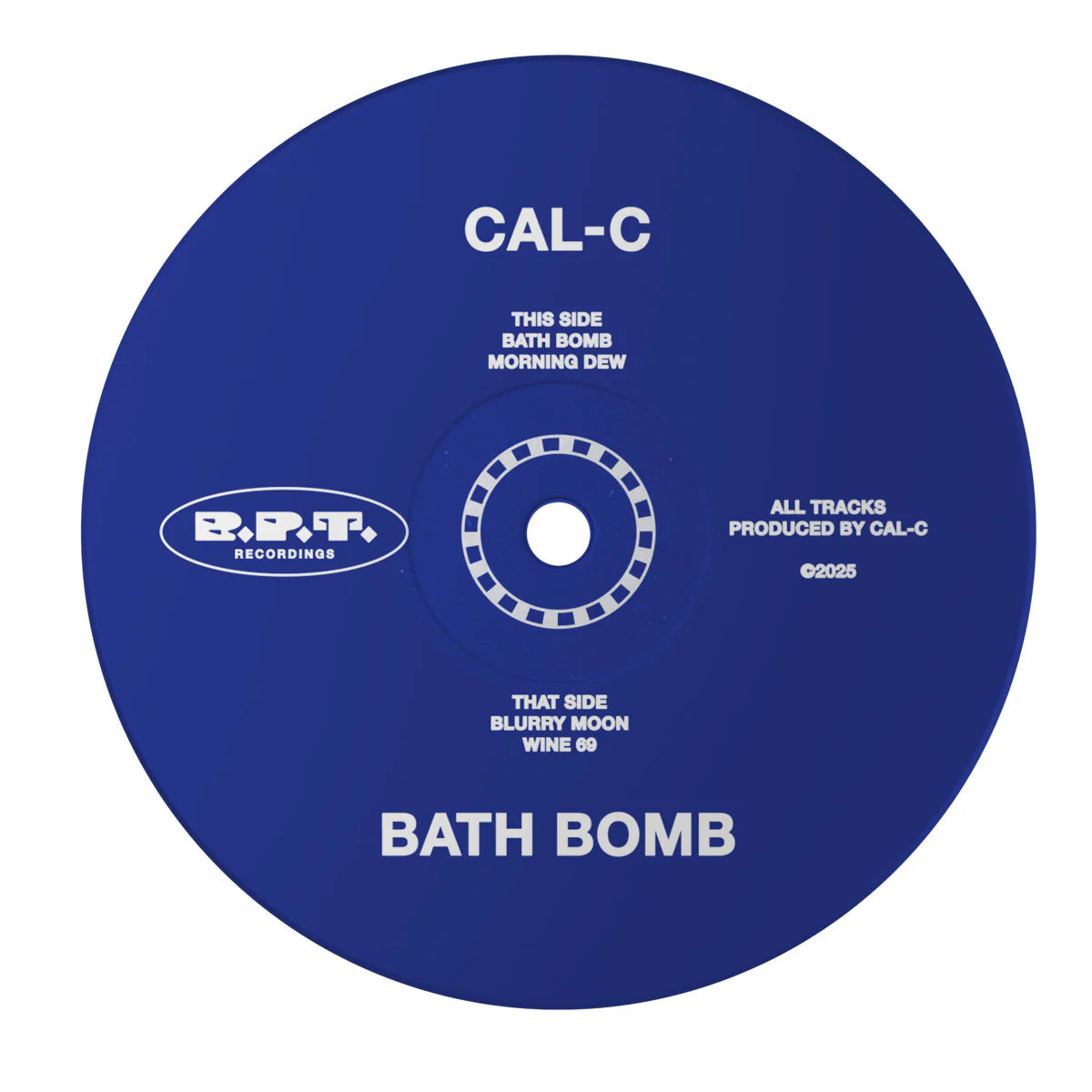 Blue CD with white text and branding on a white background