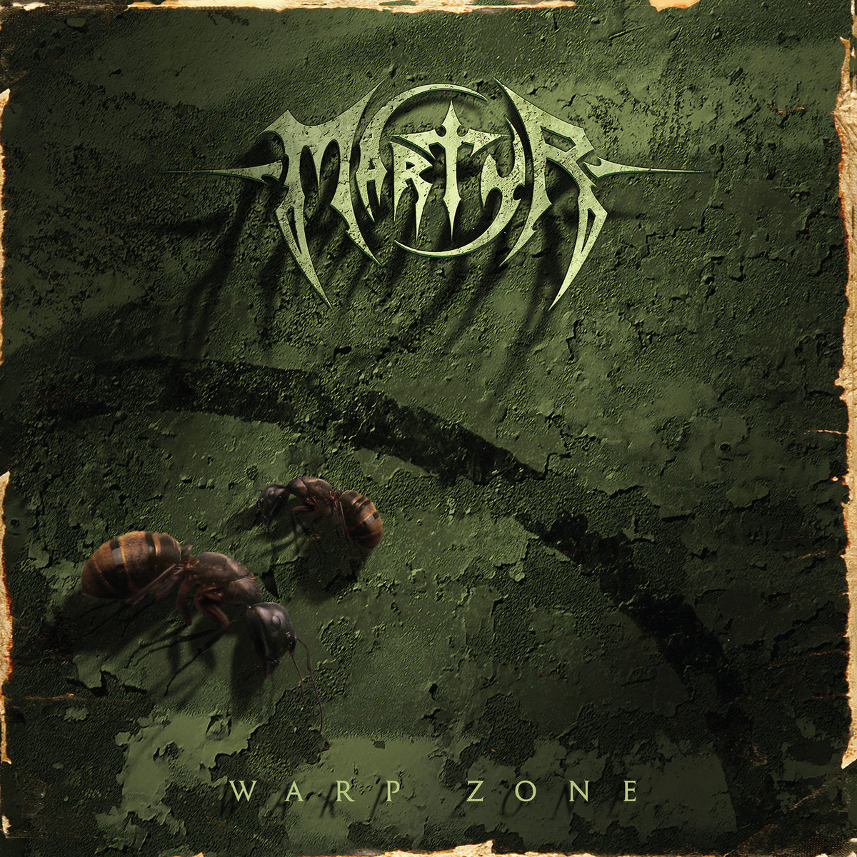 Album cover with a logo and text on a textured green background