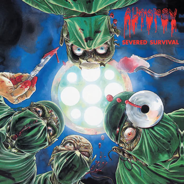 Album cover with green alien-like creatures and a glowing orb, featuring the text 'Severed Survival'.