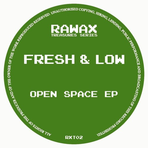Green label with 'Rawax Treasures Series' and 'Fresh & Low Open Space EP' text on a white background