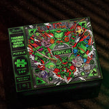 Teenage Mutant Ninja Turtles 4000-piece jigsaw puzzle box by TheoryL1, featuring a highly detailed, colorful illustration of the characters in a heart-shaped collage on a dark background.