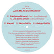 A circular printed disc or cover art with a pale blue center and red text on a white background, showing track listing information for Balihu's "Look Ma, No Drum Machine!".