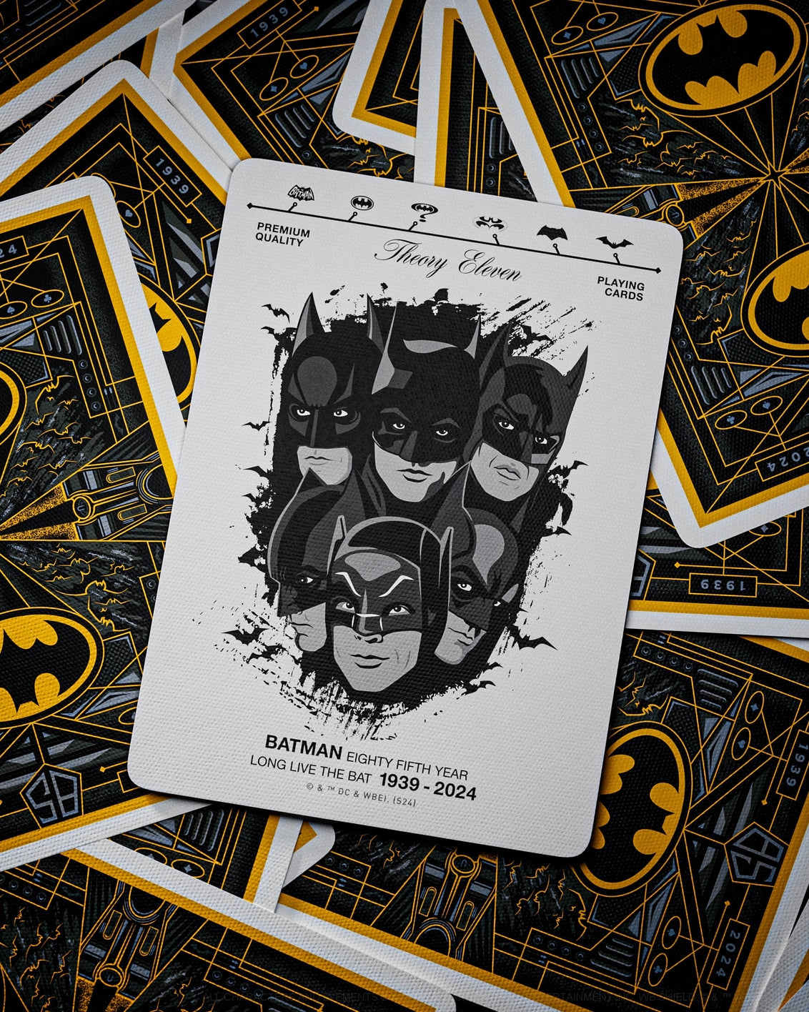 Playing cards with Batman design on a matching card