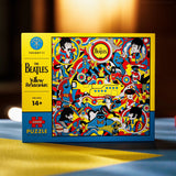 The Beatles Yellow Submarine puzzle box with colorful design on a blurred background