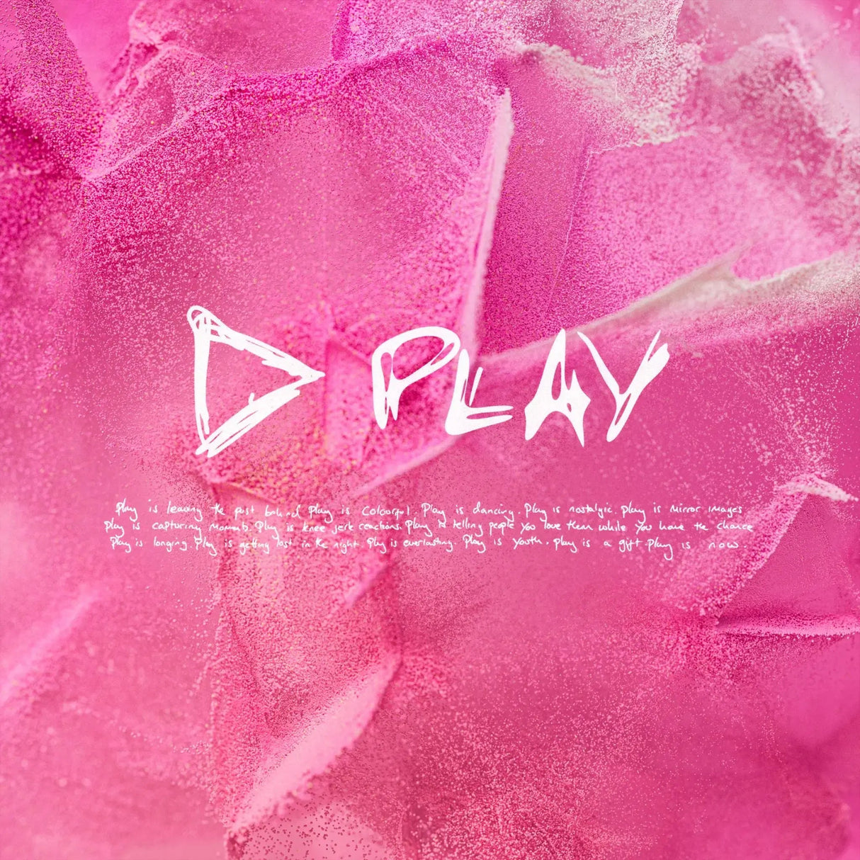 Pink textured background with 'PLAY' text and logo