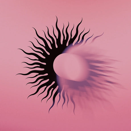 Black abstract design on a pink background