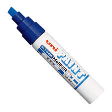White marker with blue cap on a white background