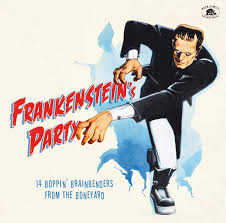 Album cover for 'Frankenstein's Party' with a character in a suit and tie.