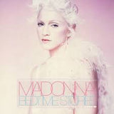 Album cover with a person with white hair and text overlay on a pink background