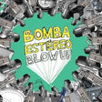 Album cover for Bomba Estereo's 'Blow Up' with stylized text and graphics.