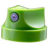 A green ultra skinny spray paint cap with black dot. 