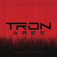 Album cover for 'TRON ARES' original motion picture soundtrack with Nine Inch Nails music credit on a red background.
