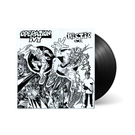 Vinyl record with black and white cover design featuring 'Operation Ivy' and 'Hectic EP'.