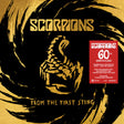 Scorpions album cover with gold scorpion design and text on a black and gold background