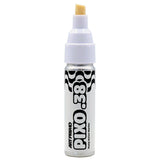 A single bottle of Art Primo Pixo.38 Pump Action Marker paint marker, featuring a white cap, silver body, and black and white graphic design, with a yellow paint tip visible at the top, set against a plain white background.