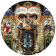 Album cover for 'Dangerous' by Michael Jackson with intricate design and characters.