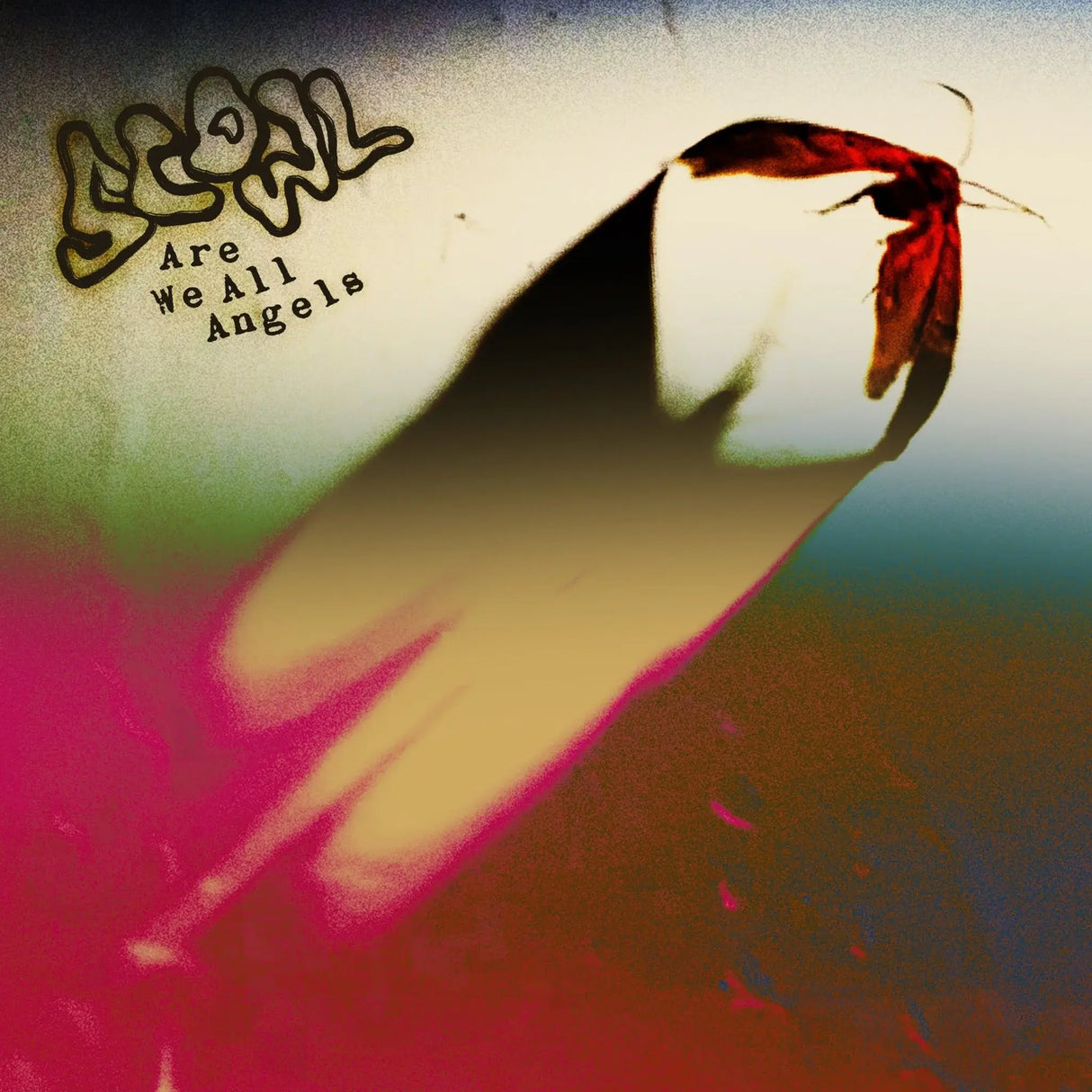 Album cover with text 'Are We All Angels' and a stylized butterfly.