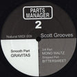 Vinyl record label with text and branding