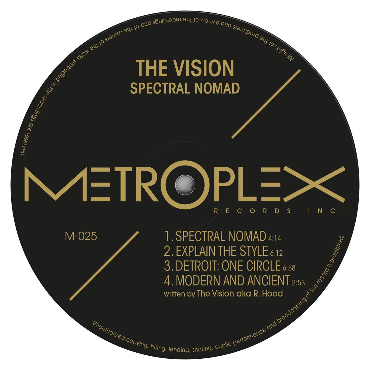 Vinyl record label with 'The Vision' and 'Spectral Nomad' text on a black background.