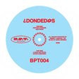 A light blue vinyl record label with red text, featuring the artist name '¡DONDEDOS' and track information for 'This Side' and 'That Side'.