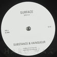 Vinyl record label with 'Surface' and 'Substance & Vainqueur' text on a black background