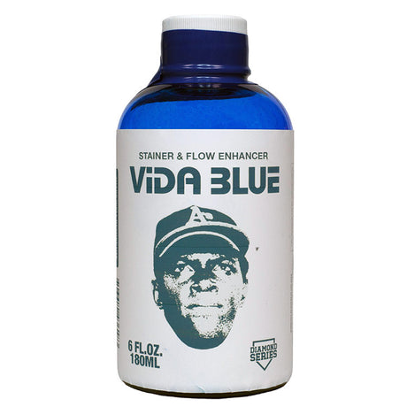 Vida Blue bottle with a blue cap on a white background