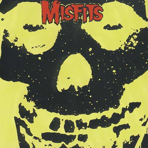 Album cover art for Misfits featuring a black and yellow design with a skull.